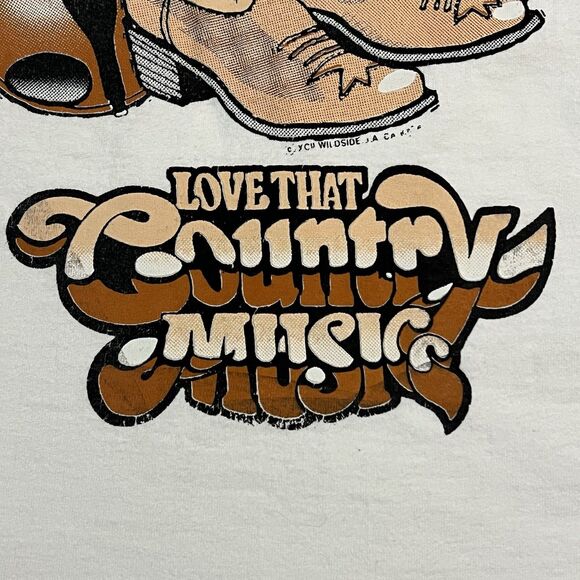 Vintage Fruit of The Loom Cropped T Shirt Cowboy Women M Western Country Music - Picture 2 of 9